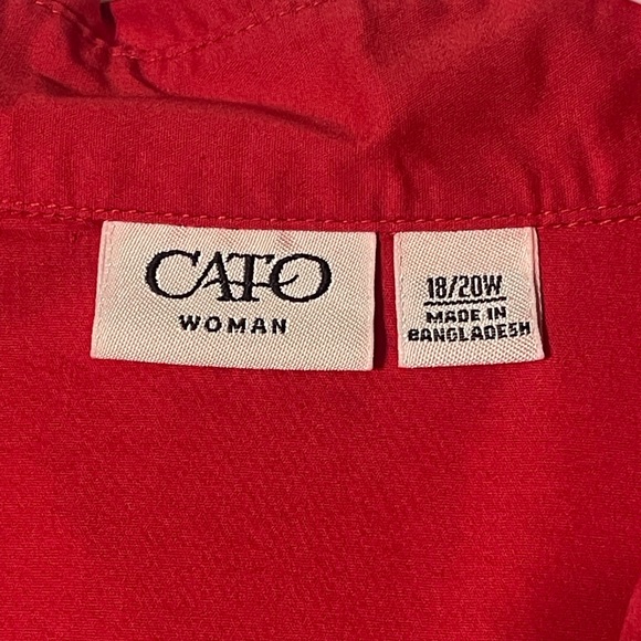 Cato Red Long Sleeve Button Down Dress shirt. Womans size 18W/20W - Picture 7 of 10